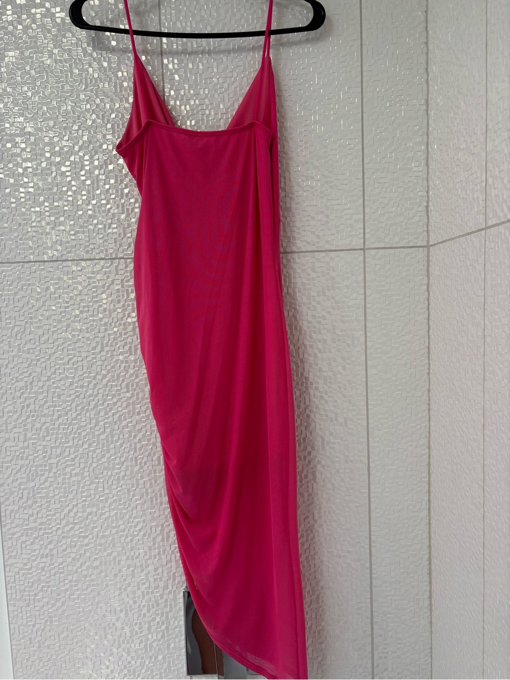 Hot Pink Ruched Slip Dress - Picture 2 of 3